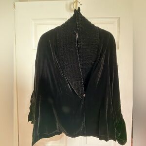 Marla Wynne luxury Velvet jacket. Shirred detail collar and sleeves